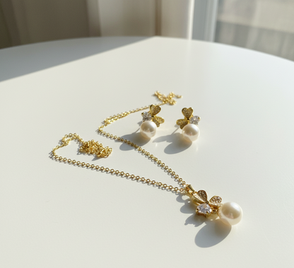 Butterfly Pearl Charm Jewelry Set